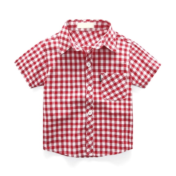 Tkrady Kids Girls Summer New Plaid Short Sleeve Shirt Casual Breathable Tops, Sizes 1-15 Years