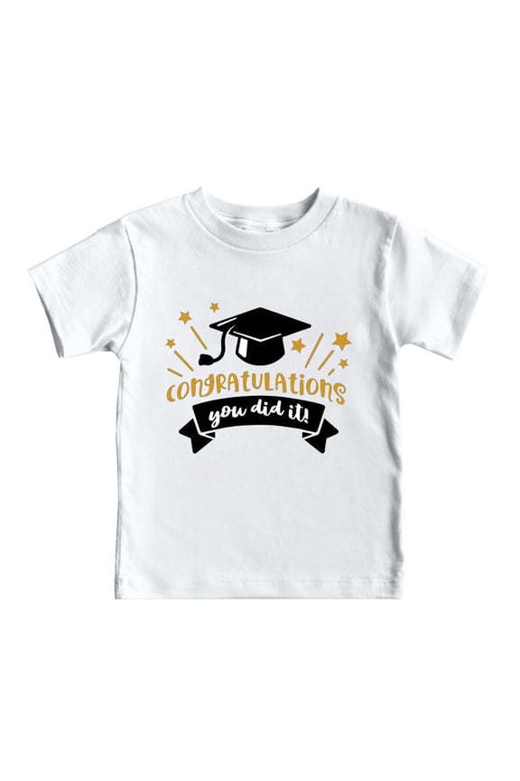 Kids Short Sleeve T Shirt Summer Graduation Season Cap Graphic Comfortable Tough Loose Tops, Sizes 2-12 Years