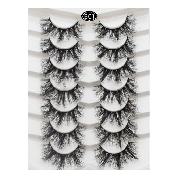 Tkrady Lashes Natural Look Lashes Fluffy Wispy Eyelashes Short Natural False Lashes Cat Eye 6D Volume Strip Lashes Pack 7 Pairs-A