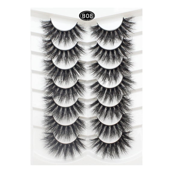 Tkrady Lashes Natural Look Lashes Fluffy Wispy Eyelashes Short Natural False Lashes Cat Eye 6D Volume Strip Lashes Pack 7 Pairs-H