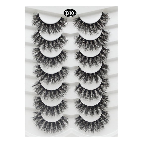 Tkrady Lashes Natural Look Lashes Fluffy Wispy Eyelashes Short Natural False Lashes Cat Eye 6D Volume Strip Lashes Pack 7 Pairs-J