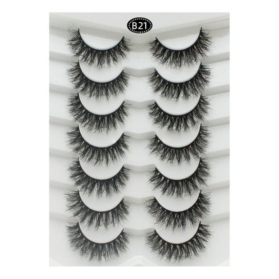 Tkrady Lashes Natural Look Lashes Fluffy Wispy Eyelashes Short Natural False Lashes Cat Eye 6D Volume Strip Lashes Pack 7 Pairs-U