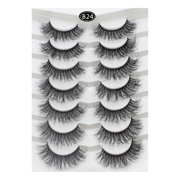 Tkrady Lashes Natural Look Lashes Fluffy Wispy Eyelashes Short Natural False Lashes Cat Eye 6D Volume Strip Lashes Pack 7 Pairs-X