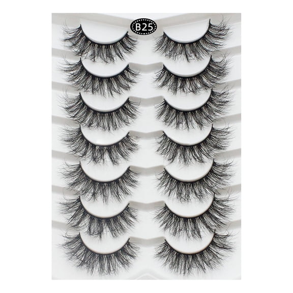 Tkrady Lashes Natural Look Lashes Fluffy Wispy Eyelashes Short Natural False Lashes Cat Eye 6D Volume Strip Lashes Pack 7 Pairs-Y
