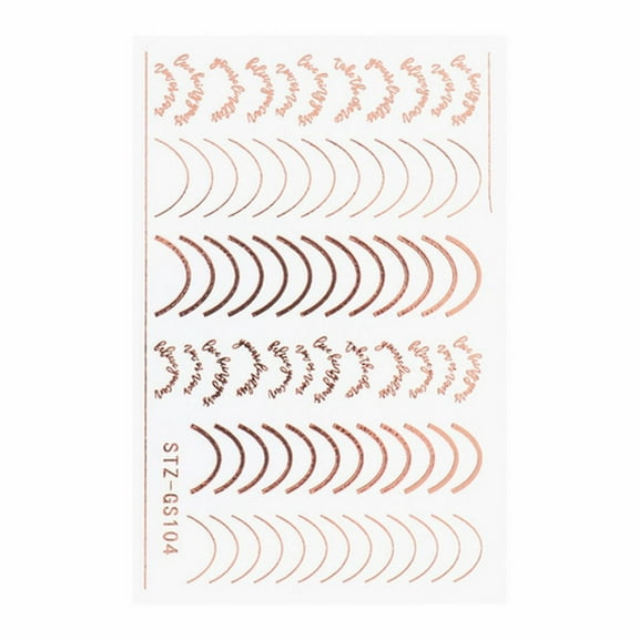 Tkrady Line Nail Art Stickers Rose Gold Silver Metal Nail Sticker Nail Art Supplies 3D Metallic Curve Stripe Wave Lines Nail Decals French Nail Designs Striping Tape Wavy Nail Decoration-A