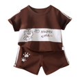 thumbnail image 1 of Tkrady Little Boys Fashion Outfits Spring Summer New Short Sleeve Cute Pattern Tops Shorts 2 Piece Set, Sizes 0-6 Years, 1 of 5
