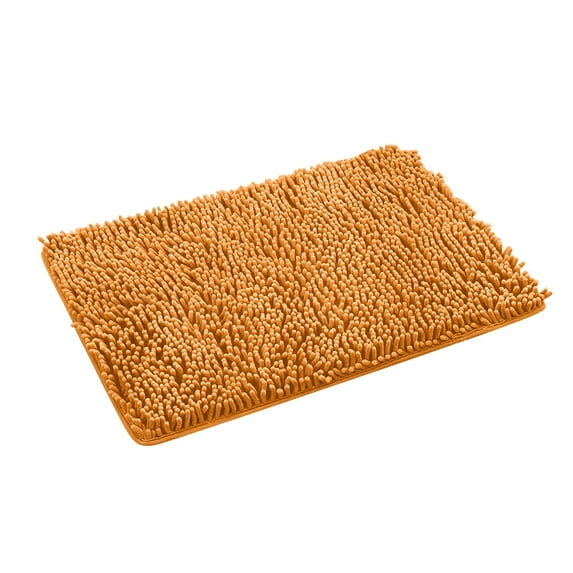 Tkrady Long Hair Bathroom Rugs Chenille Bath Rug Soft Short Plush Bath Mat Soft Shower Mat Water Absorbent Shower Mat Quick Dry Machine Washable(Gold,24x16in)