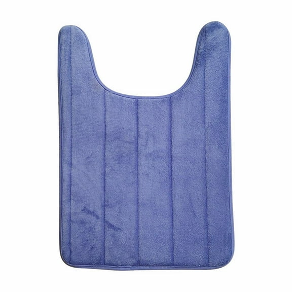 Tkrady Memory Foam Toilet Bath Mat U-Shaped, Soft and Comfortable, Commode Contour Rug, Non-Slip, Thick, Super Water Absorption, Machine Wash and Easier to Dry for Bathroom, 24 X 20 Inches, Blue