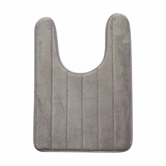 Tkrady Memory Foam Toilet Bath Mat U-Shaped, Soft and Comfortable, Commode Contour Rug, Non-Slip, Thick, Super Water Absorption, Machine Wash and Easier to Dry for Bathroom, 24 X 20 Inches, Grey