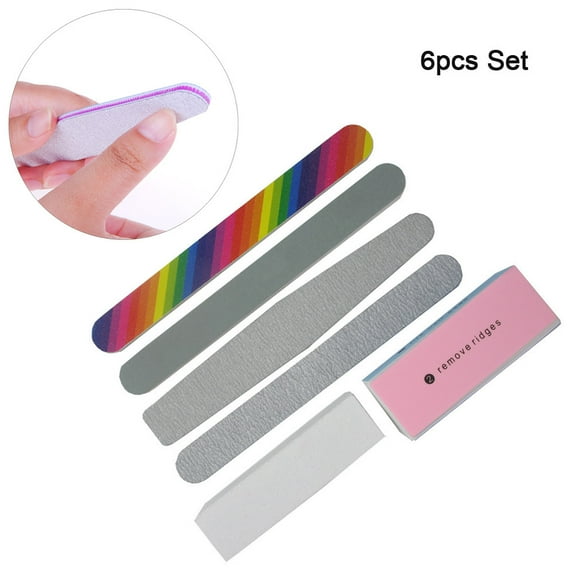 Tkrady 6Pcs Nail Files Kit, Sanding Polish Buffer Block Manicure Pedicure Tips Tools