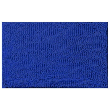 Tkrady Navy Blue Bath Rug, Bath Mat Non Slip Bath Mats for Bathroom Floor, Furry Durable Thickened Bathroom Carpet 45×70cm Absorbent Soft Shaggy Washable Dry Fast Plush Rugs for Bathtubs