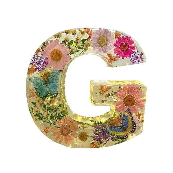 Tkrady Random Floral Resin Night Light, Floral Resin Letter, Pressed Flower Resin Letters with LED Light for Wife,Mother, Birthday Gift for Her, Mother's Day