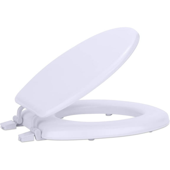 Tkrady Padded Toilet Seat, 17 Inch Cushioned Soft Seat, Easy Installation, Easy Clean, Oval, White