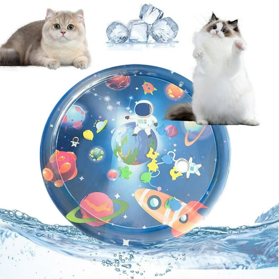 Tkrady Pet Baby Pat Water Pad, Cats With Sensory Water Play Mat Thickening Sensor Water Play Mat With Fish Pet Water Sensory Play Mat Summer Pet Mat