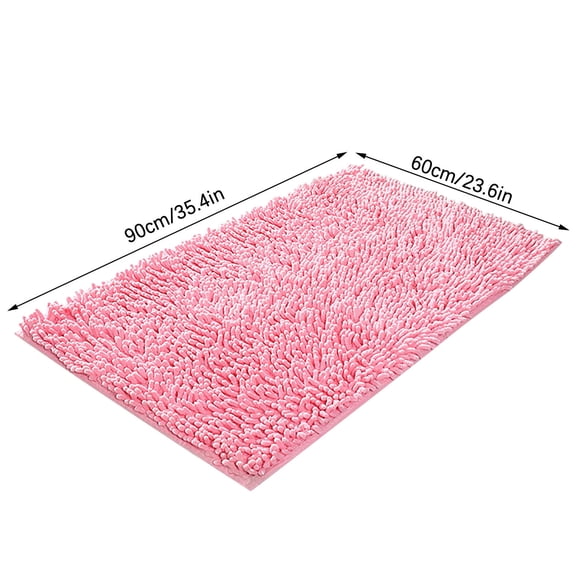 Tkrady Pink Bathroom Rug Non Slip Bath Mat (60Ã90cm) Water Absorbent Super Soft Shaggy Chenille Machine Washable Dry Extra Thick Absorbant Small Plush Carpet for Shower Floor