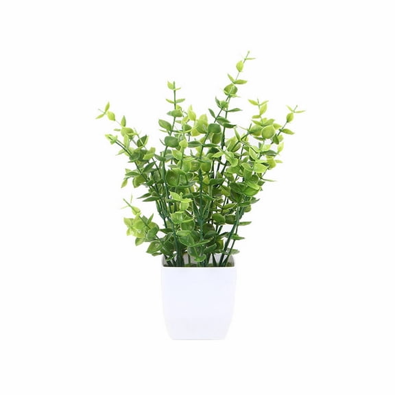 Tkrady Plants, Potted Artificial In Pot Green Bonsai With White Round Pot For Office Home Kitchen Table Indoor Decor