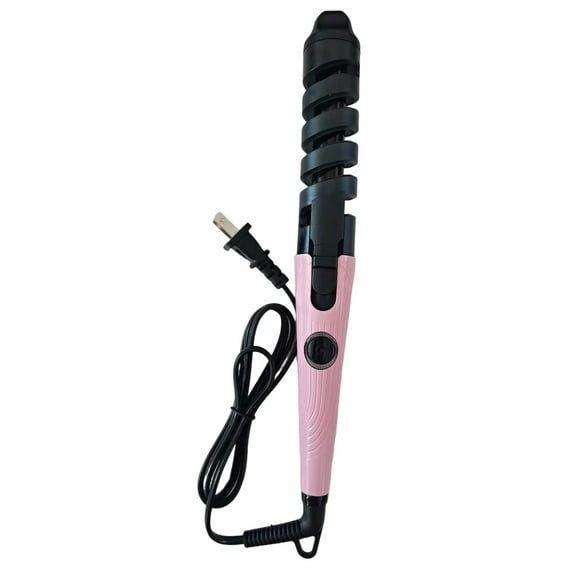 Tkrady Professional Portable Hair Salon Spiral Curl Ceramic Curling Iron Hair Curler Waver Maker Curling Wand (Pink)