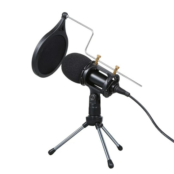 Tkrady Professional Studio Microphone, Computer Audio 3.5mm Studio Mic Video Conferencing Voice Recording Video Chatting KTV Karaoke Mic with Stand for PC Phone