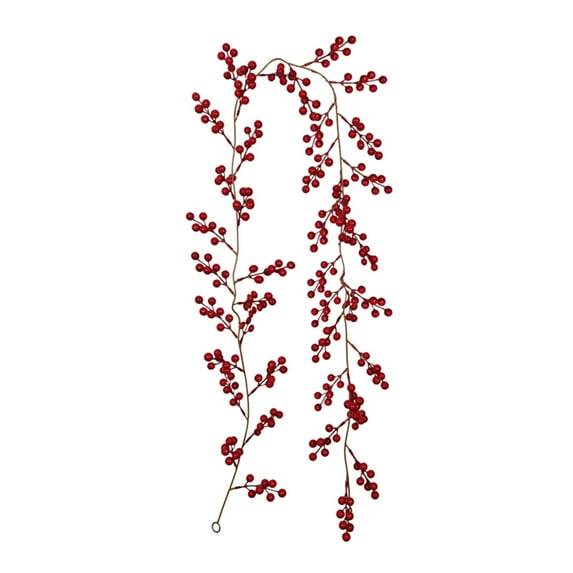 Tkrady Red Berry Christmas Garland, 6FT Artificial Garland Indoor Outdoor Garden Gate Home Decoration for Winter Holiday New Year Decor