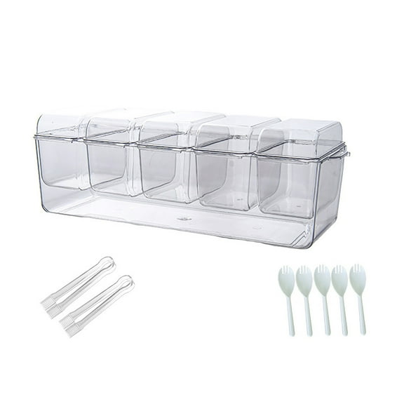Tkrady Salad Crisper, Produce Crisper, Large Vegetable and Fruit Crisper, Refrigerator Organizer Compartment Lid Removable Chilled Salad Crisper Salad Crisper with Spoon And Tweezers