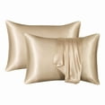 thumbnail image 1 of Tkrady Satin Pillowcase for Hair and Skin Standard Set of 2 Soft Pillow Cases Silky Microfiber Bed Pillow Covers Resistant with Envelope Closure(Gold, 20 x 40 Inches), 1 of 6