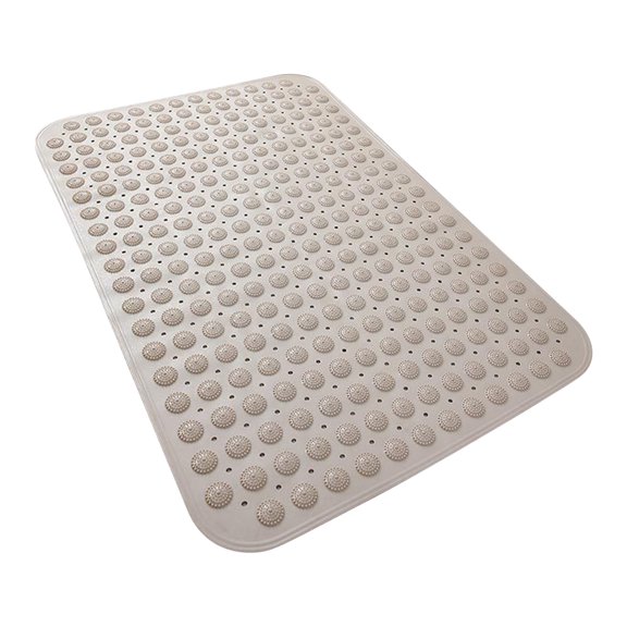 Tkrady Shower Mat, Bathtub Mat, Non Slip 31.49 x 15.74in Bath Mat for Tub, Machine Washable TPE Soft Shower Mat with Strong Suction Cups Drain Holes Anti Slip Mat for Baby Kids Elderly Adults, F