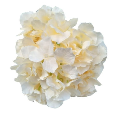 Tkrady Silk Hydrangea Heads Artificial Flowers Heads with Stems for Home Wedding Decor,Pack of 10 (Cream White)