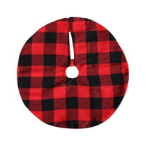 Tkrady Small Christmas Tree Skirt, Mini Christmas Tree Tree Skirt, Table Candle Holder Decorations, New Year's Holiday Decorations, 15 Inch Red and Black Plaid Christmas Tree Skirt