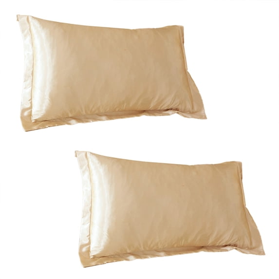 Tkrady Standard Satin Pillowcase With Border Set of 2, Silky Satin Pillow Cases for Women Ruffle Pillow Shams Covers Princess Room Decoration, with Envelope Closure-I