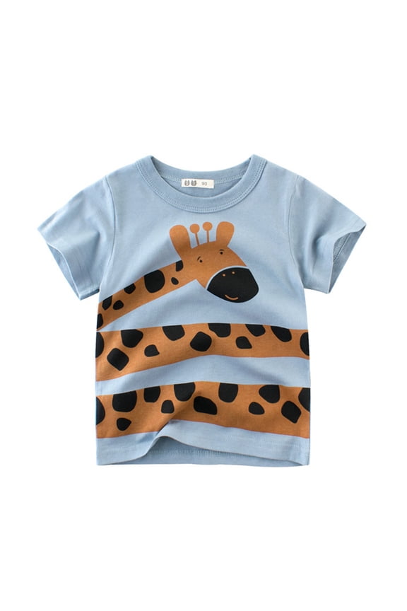 Toddler Boys Cartoon Short Sleeve Crewneck T Shirts Tops Tee Clothes for Children, Sizes 1-7 Years