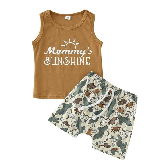 Tkrady Toddler Boys Clothes Letter Graphic Sleeveless T Shirt Vest Tops Shorts Set, Sizes 1-4 Years