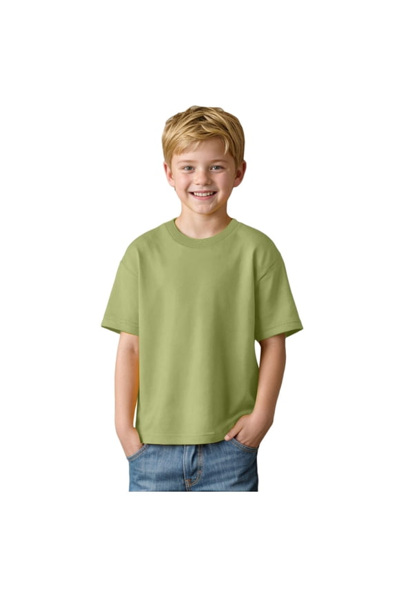 Toddler Boys Summer New Leisure Breathable Solid Color Short Sleeve Crewneck T Shirt Tops, Sizes 2-12 Years