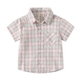 thumbnail image 1 of Tkrady Toddler Flannel Short Sleeve Shirt Plaid Lapel Button T Shirts for Boys Girls Top, Sizes 1-5 Years, 1 of 4