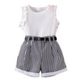 thumbnail image 1 of Tkrady Toddler Girl Outfits Spring Summer Sleeveless Shirts Shorts Belt Set Outer Wear Casual Suit, Sizes 1-4 Years, 1 of 7