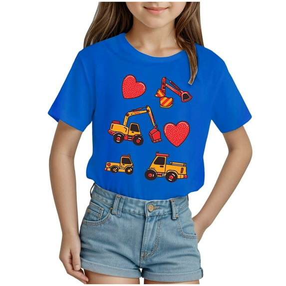 Tkrady Toddler Girls New Valentine's Day T Shirts Heart Graphic Crewneck Tee Tops, Sizes 1-14 Years