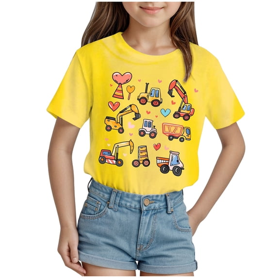 Tkrady Toddler Girls New Valentine's Day T Shirts Heart Graphic Crewneck Tee Tops, Sizes 1-14 Years