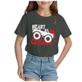 thumbnail image 1 of Tkrady Toddler Girls Valentine's Day New Heart Graphic Short Sleeve Crewneck T Shirts Tops Fun Letter Print Tee Clothes, Sizes 1-14 Years, 1 of 5