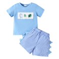 thumbnail image 1 of Tkrady Toddler Outfits for Boys Spring Summer New Cute Cartoon Embroidery Short Sleeve T Shirts Top Elastic Waist Shorts Set, Sizes 0-4 Years, 1 of 7