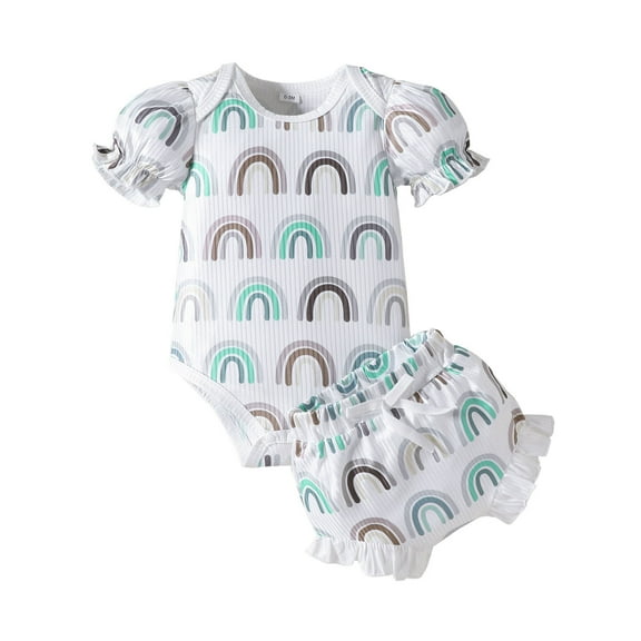 Tkrady Toddler Outfits for Girl New Short Sleeve Cartoon Graphic Tops Shorts Set, Sizes 0-18 Months