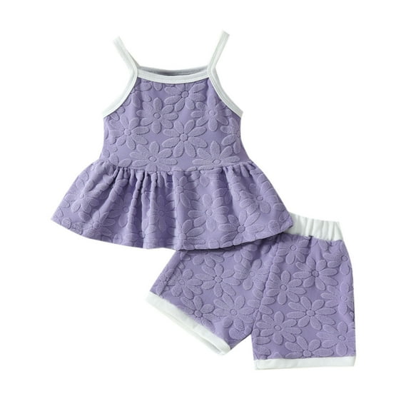 Tkrady Toddler Outfits for Girl Summer New Sleeveless Vest T Shirt Tops Shorts Set, Sizes 0-4 Years