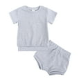 thumbnail image 1 of Tkrady Toddler Outfits for Girl Summer Ribbed Soild Short Sleeve Tee Top Shorts Set, Sizes 0-4 Years, 1 of 6