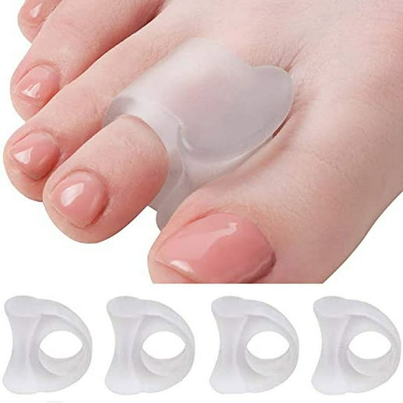 Tkrady Toe Spacers, 4 Gel Toe Separators for Curled and Overlapping Toes, Bunions, Hammer Toe Straightener, Big and Second Toe Spreader - Clear