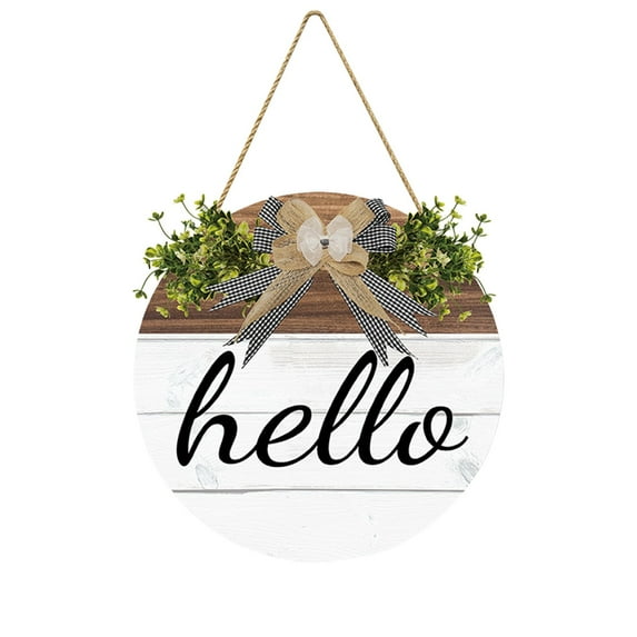 Tkrady Welcome Sign for Front Door 12'' Wood Farmhouse Spring Summer Wreath Porch Decor Outdoor Hello Signs Outside Door Hanging Decorations (Hello Sign C)