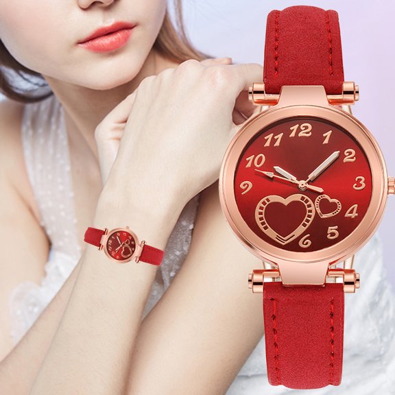 Tkrady Women's Easy Reader Quartz Analog Leather Strap Watch with Classic Fashion Business Casual Round Case