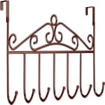 thumbnail image 1 of Tkrady lus -Coated Over The Door Hooks Pack of 1 â Heavy-Duty 7 Hooks for Hanging Towels, Coats, Bags, Jackets, Belts, Hats, Clothes - Ideal for Bathroom, Kitchen, Bedroom(Bronze), 1 of 1