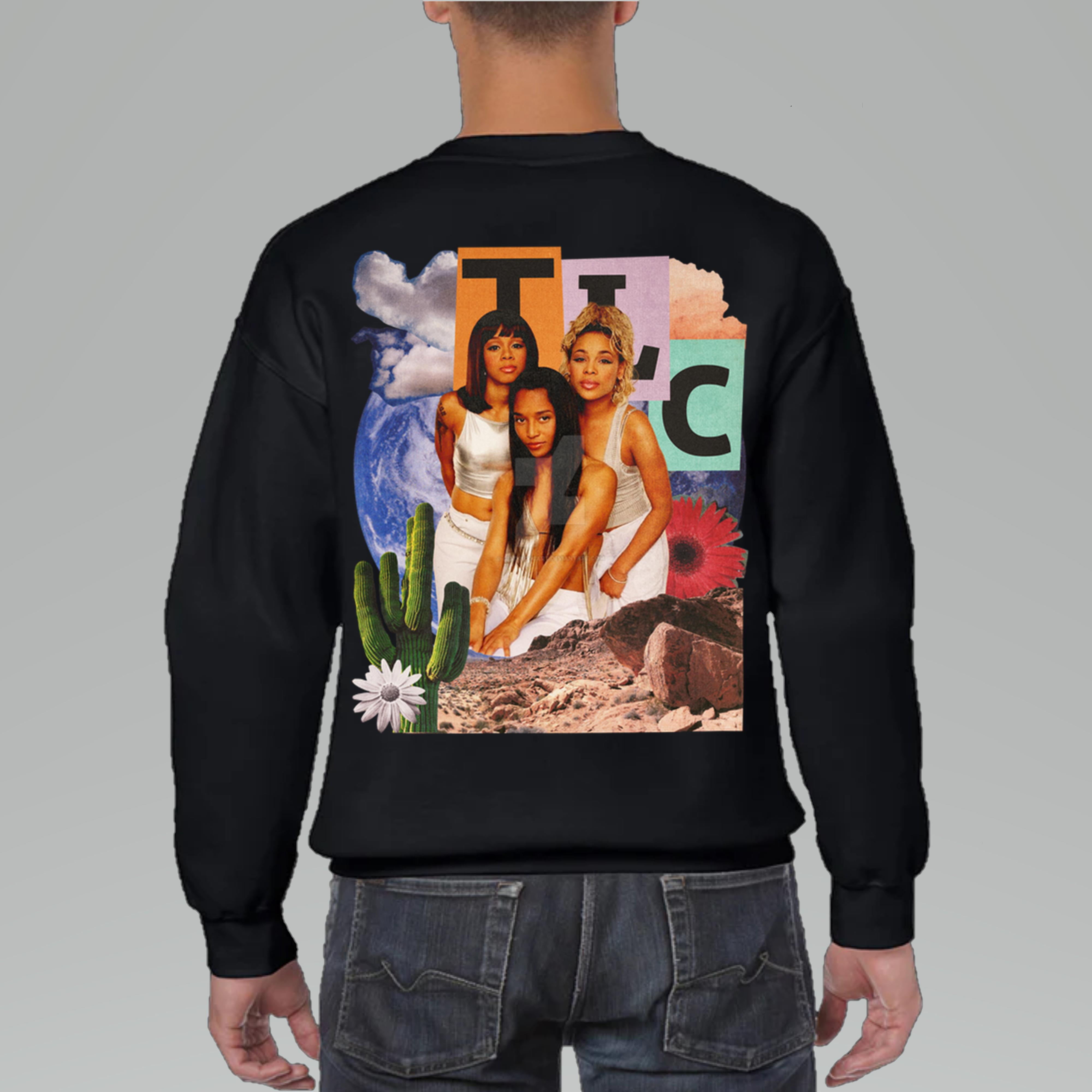 Tlc Sweatshirt Back Side, Unisex Sweatshirt Back Side Feel The