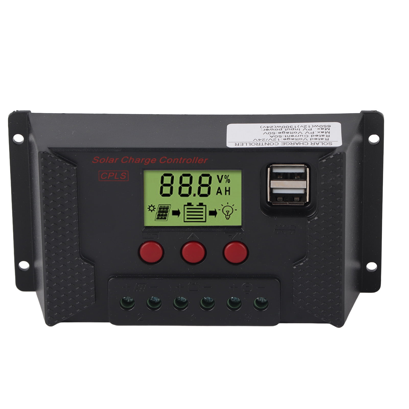 Tletseagh 12V/24V Solar Charge Controller 50A PWM Intelligent Battery Charging Regulator Device