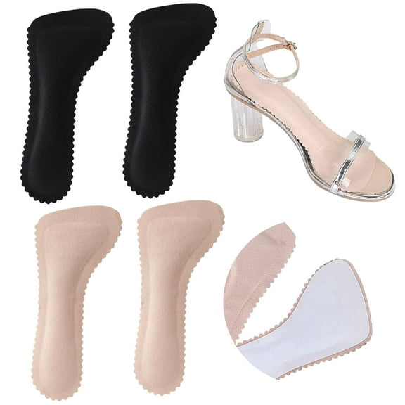Tletseagh 2 Pairs Insoles for Sandals, Self-Adhesive Sweat Absorbing High-Heeled Shoes Insoles Metatarsal Arch Foot Pain Cushion Inserts, Anti-Slip Arch Pads for Heels Shoe Pads