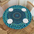 Tllo0ord Mandala Bohemian Pattern Round Fitted Tablecloth Elastic Edge