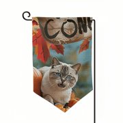 Tllo0ord  Siamese Cat Welcome Fall Flag Funny Kitten Pumpkins Garden Flag Banner Harvest Autumn Thanksgiving Outside Yard Farmhouse Decoration  Double Side 12x18inch